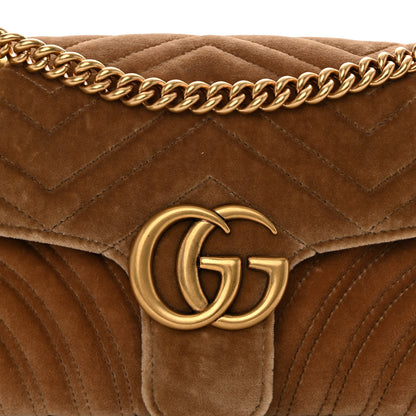 Gucci Velvet Matelasse Small GG Marmont Shoulder Bag Taupe 8 of 10