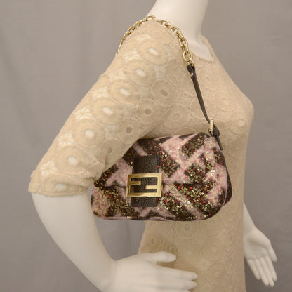 Fendi Wool Sequin Macro FF Diagonal Mini Mama Baguette 2 of 7