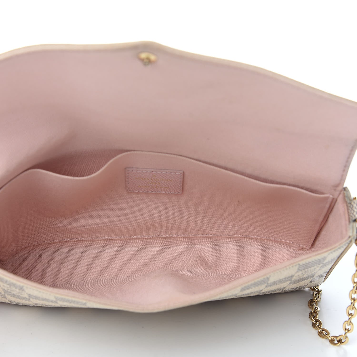 Louis Vuitton Damier Azur Pochette Felicie Chain Wallet Rose Ballerine 5 of 15