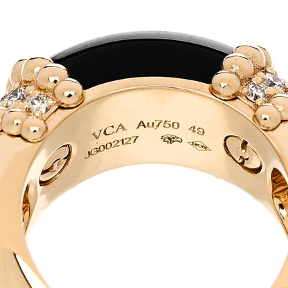 Van Cleef & Arpels 18K Yellow Gold Diamond Black Onyx Perlee Couleurs Ring 49 5 5 of 6