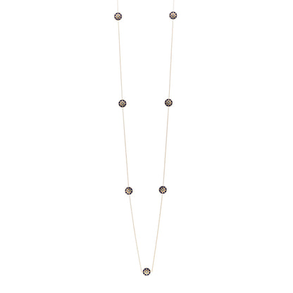 Christian Dior 18K Yellow Gold Diamond Lapis Rose Des Vents 9-Station Long Necklace 1 of 4