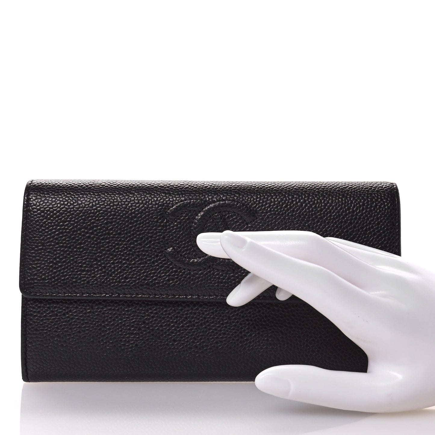 Caviar Timeless CC Large Gusset Flap Wallet Black