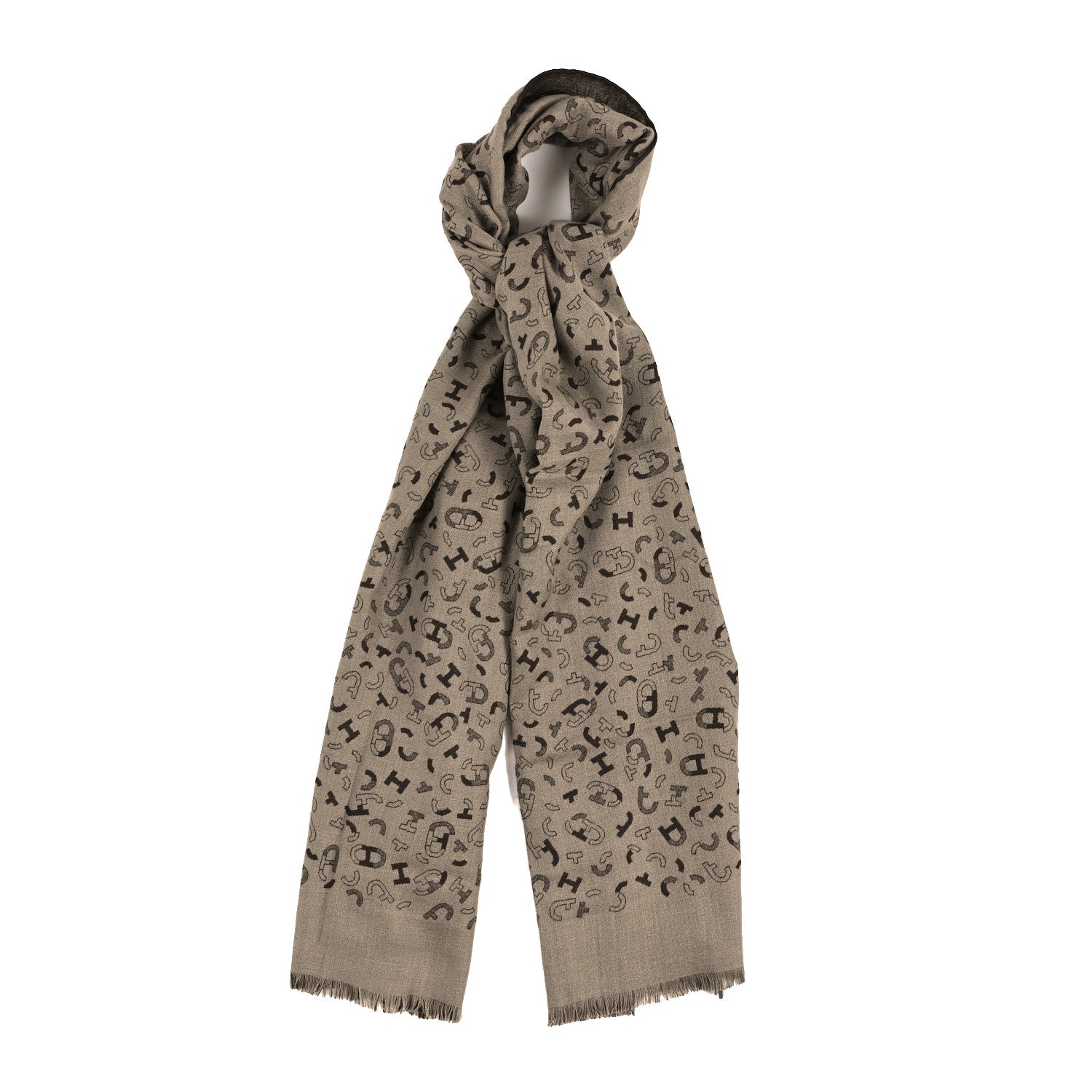 Hermes Cashmere Silk Maillons En Kit Muffler Desert Marron 1 of 4