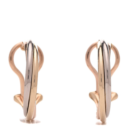 Cartier 18K Pink Yellow White Gold Small Trinity Clip-On Hoop Earrings 1 of 4
