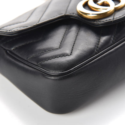 Gucci Calfskin Matelasse Super Mini GG Marmont Shoulder Bag Black 14 of 14
