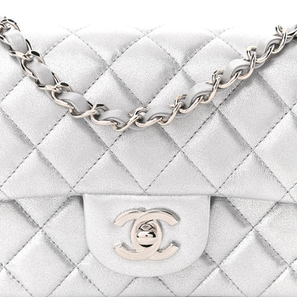 Chanel Metallic Lambskin Quilted Mini Rectangular Flap Silver 10 of 11