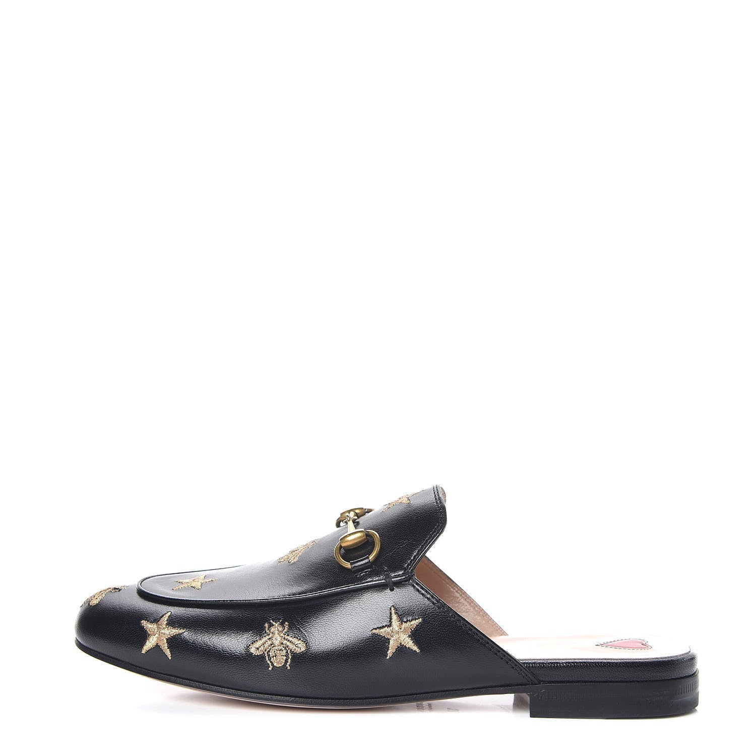 Gucci Goatskin Bee Star Embroidered Womens Princetown Slippers 37 Black 1 of 9