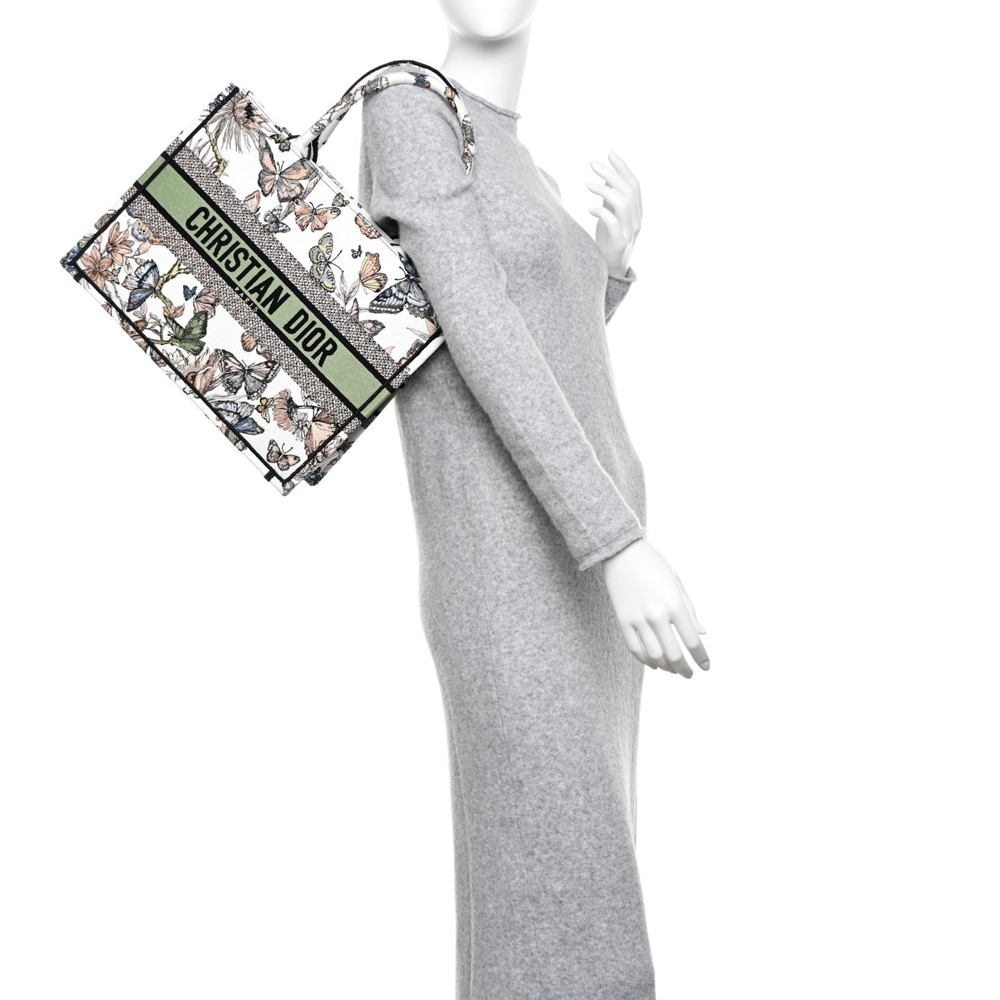 Canvas Embroidered Toile de Jouy Mexico Medium Book Tote White Multicolor