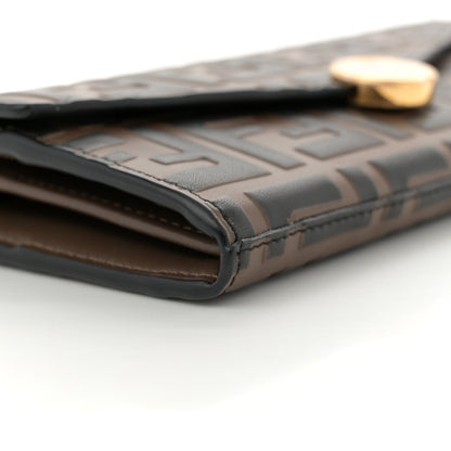 Fendi Vitello Soft F is Fendi Bi-Color FF 1974 Embossed Continental Envelope Wallet On Chain Maya Black 9 of 10