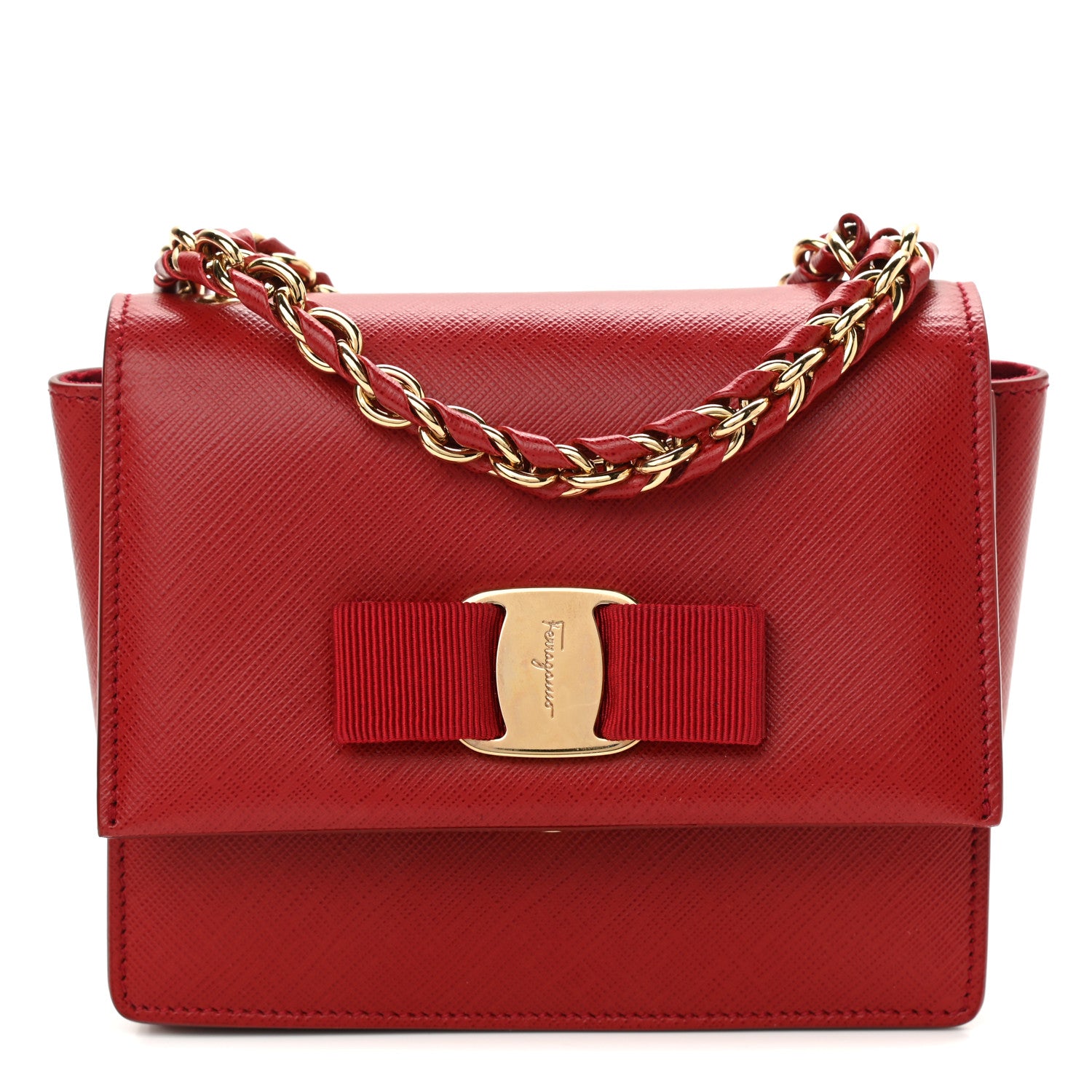 Salvatore Ferragamo Printed Calfskin Mini Ginny Shoulder Bag Rosso 1 of 10