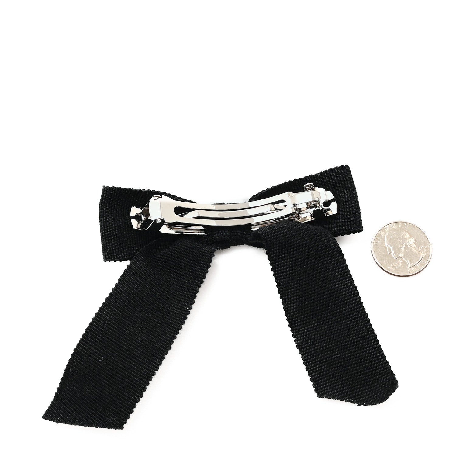 Chanel Grosgrain Bow CC Hair Clip Black 2 of 3