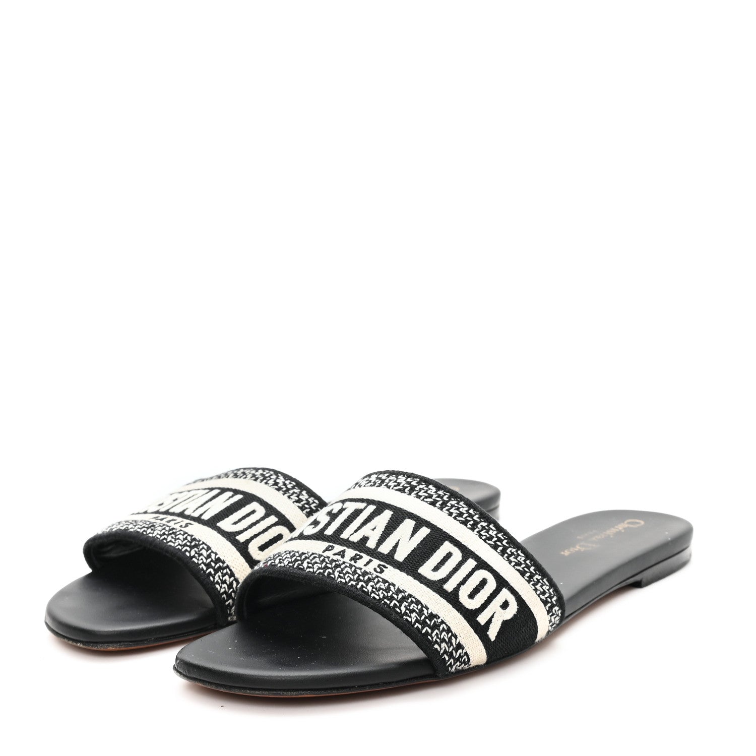 Christian Dior Canvas Embroidered Dway Mules Slide Sandals 40 Black 4 of 10