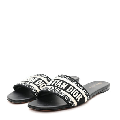 Christian Dior Canvas Embroidered Dway Mules Slide Sandals 40 Black 4 of 10