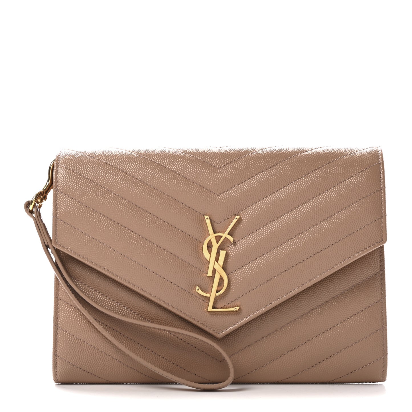 Grain De Poudre Matelasse Chevron Monogram Envelope Clutch Vintage Peach