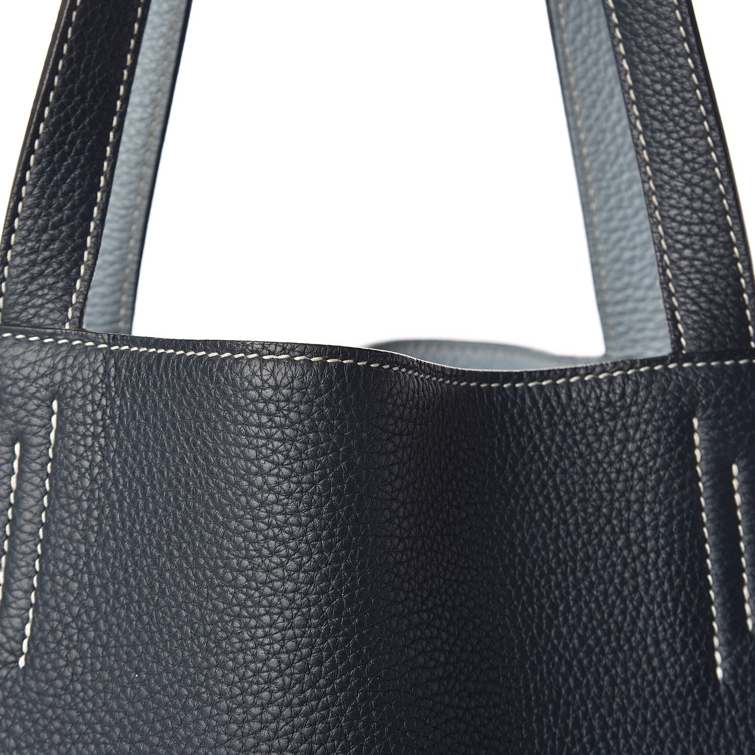 Hermes Taurillon Clemence Double Sens 36 Reversible Tote Bleu Lin Bleu Obscur 14 of 18