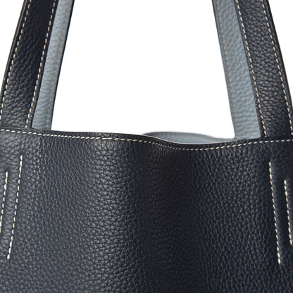 Hermes Taurillon Clemence Double Sens 36 Reversible Tote Bleu Lin Bleu Obscur 14 of 18