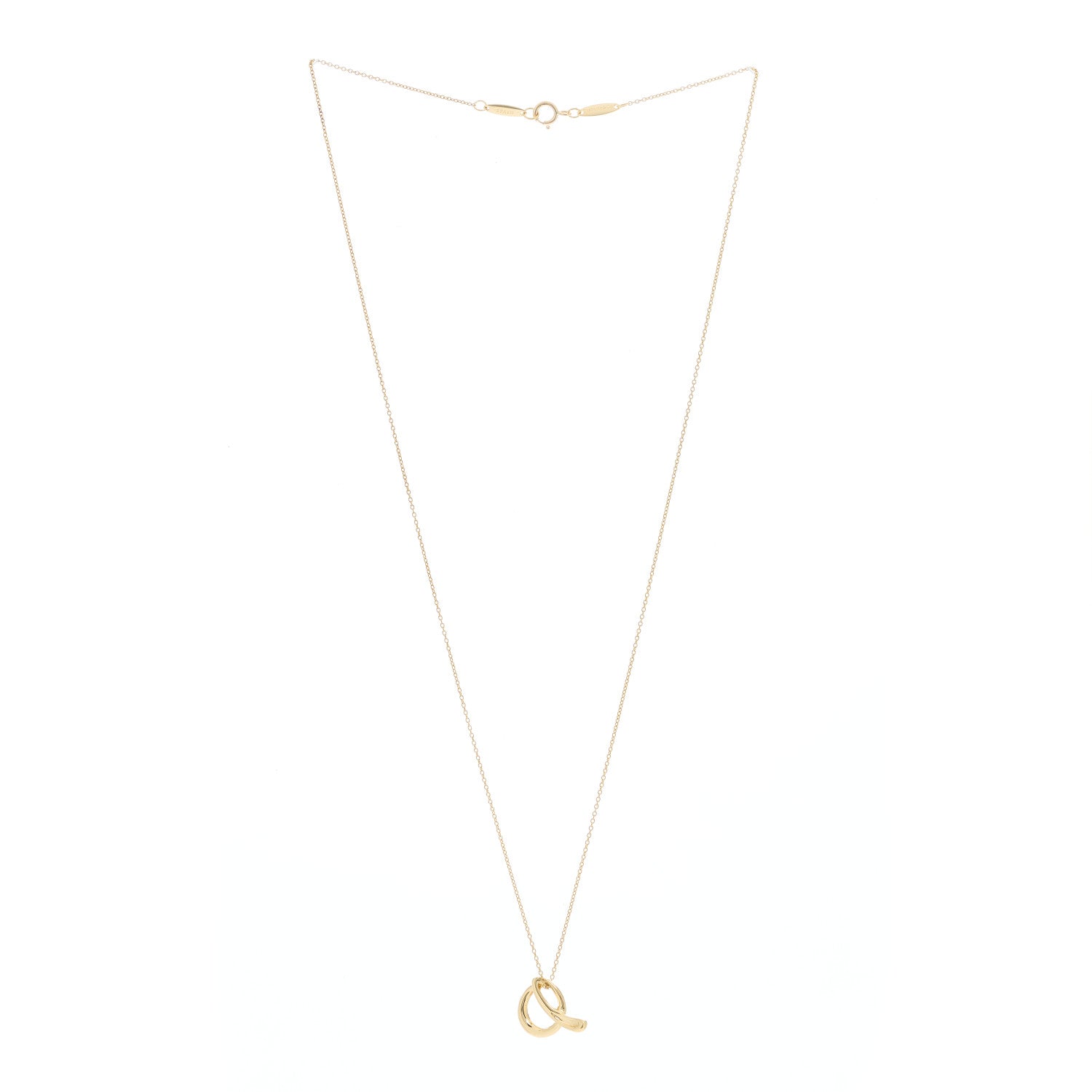 Tiffany 18K Yellow Gold Elsa Peretti Letter A Pendant Necklace 3 of 5