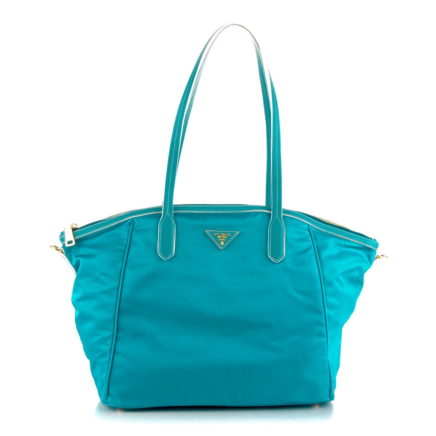 Tessuto Nylon Saffiano Tote Turchese