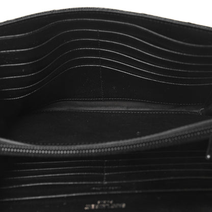 Saint Laurent Grain De Poudre Matelasse Chevron Monogram Monochrome Chain Wallet Black 6 of 11