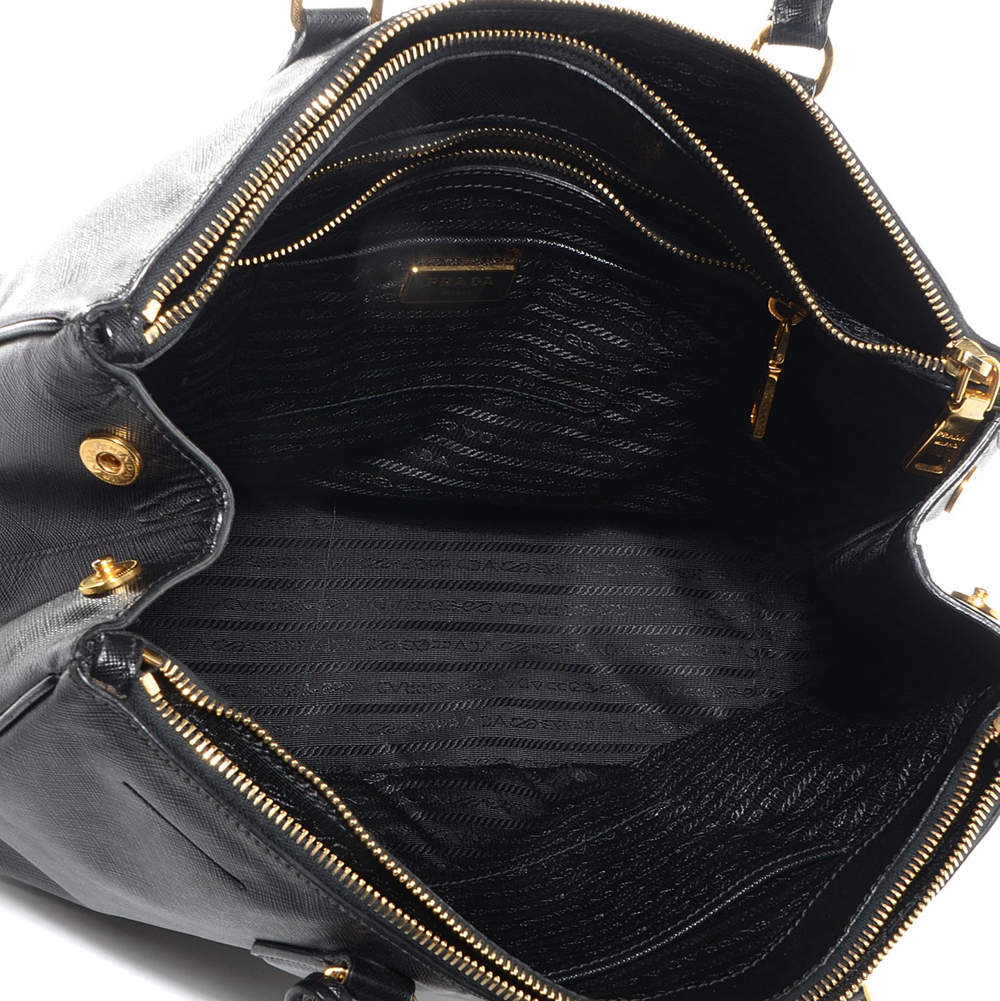 Saffiano Lux Medium Double Zip Tote Nero Black