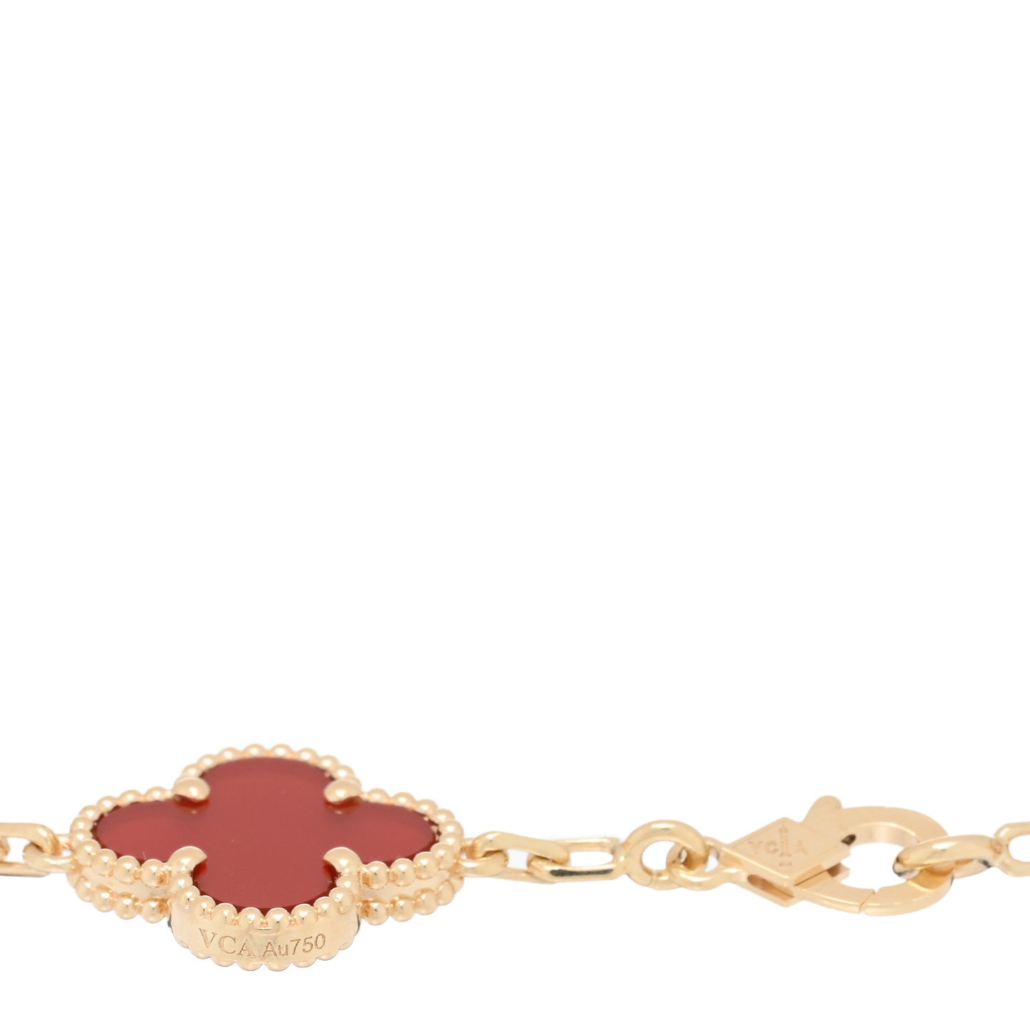 18K Yellow Gold Carnelian 5 Motifs Vintage Alhambra Bracelet