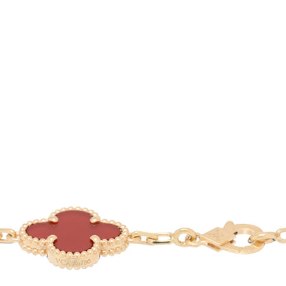 Van Cleef & Arpels 18K Yellow Gold Carnelian 5 Motifs Vintage Alhambra Bracelet 3 of 4