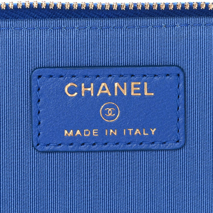 Chanel Raffia Jute Striped Small Vanity Case With Chain Blue Beige 6 of 10