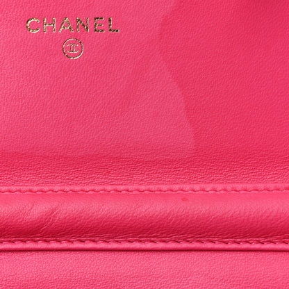 Chanel Lambskin Quilted Wallet On Chain WOC Fuchsia 14 of 17
