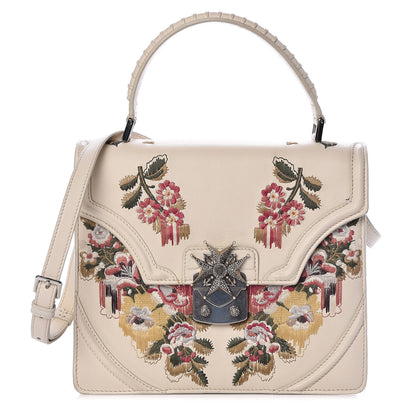 Alexander McQueen Calfskin Embroidered Flower Satchel Off White 1 of 11