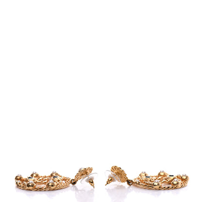 Chanel Pearl Gripoix CC Chain Drop Earrings Gold 3 of 5