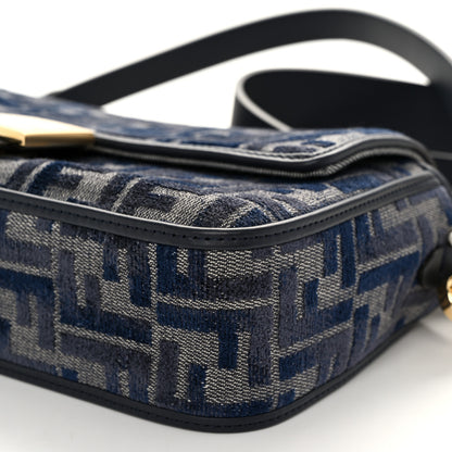 Fendi Chenille FF Embroidered Baguette Dark Blue Grey 9 of 9