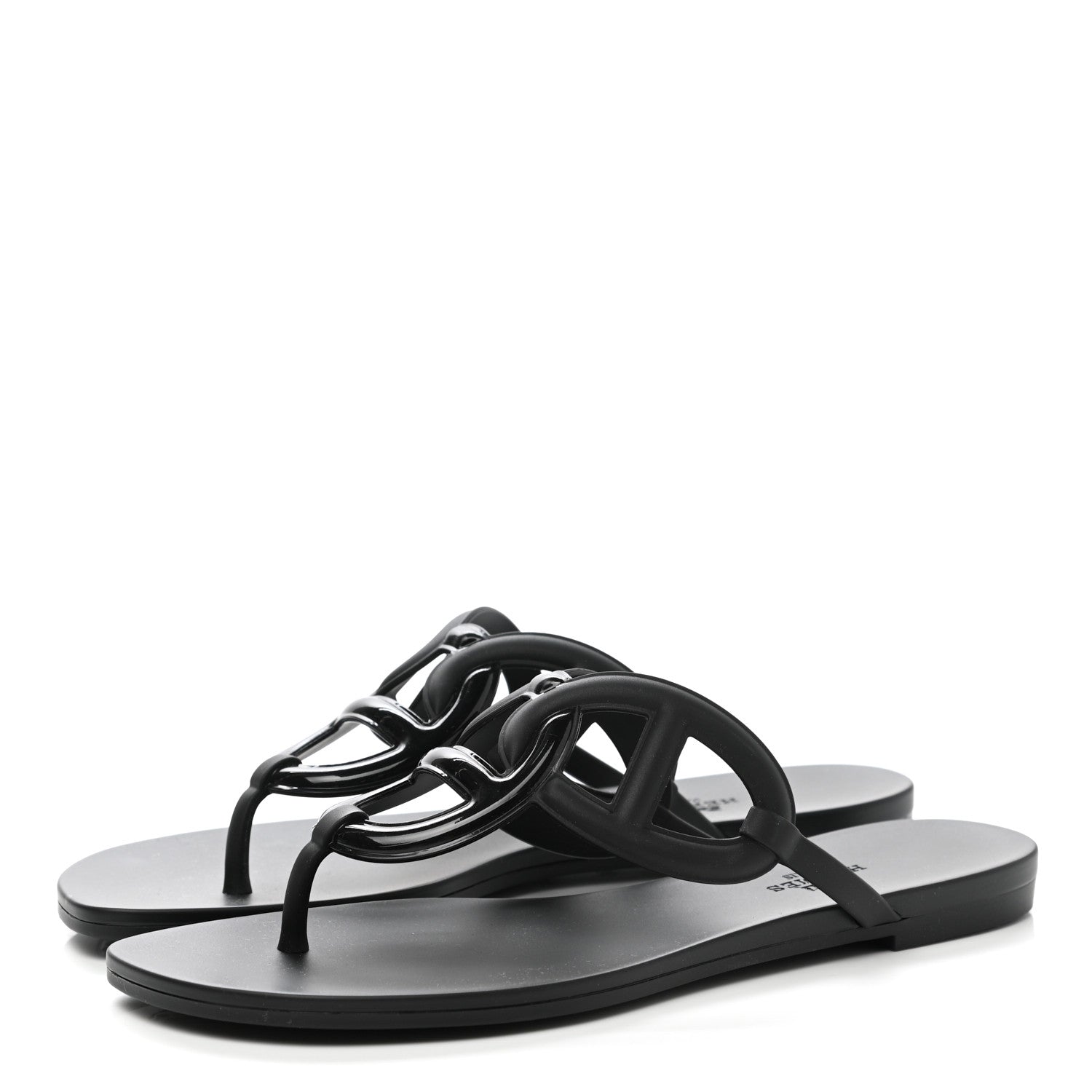 Hermes Rubber Womens Egerie Sandals 38 Black 3 of 9