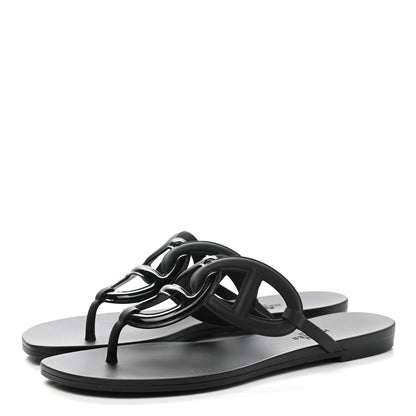 Hermes Rubber Womens Egerie Sandals 38 Black 3 of 9