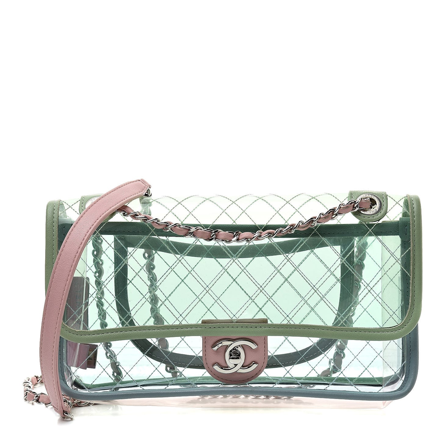 Lambskin PVC Quilted Medium Coco Splash Flap Blue Green