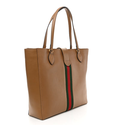 Gucci New Sakai Calfskin Lux Web Medium Dahlia Tote Quarz Beige 3 of 9