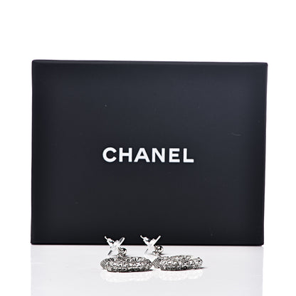Chanel Baguette Crystal CC Drop Earrings Silver 4 of 4