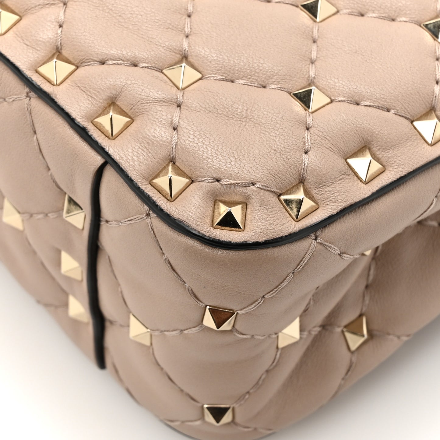 Nappa Medium Rockstud Spike Shoulder Bag Poudre