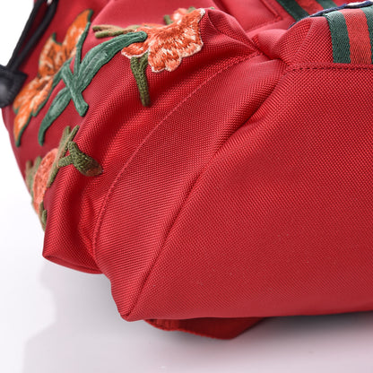 Gucci Nylon L'Aveugle Par Amour Embroidered Double Buckle Backpack Red 9 of 10