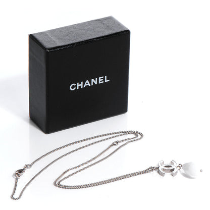 Chanel Glitter Enamel CC Pendant Necklace Silver 4 of 4