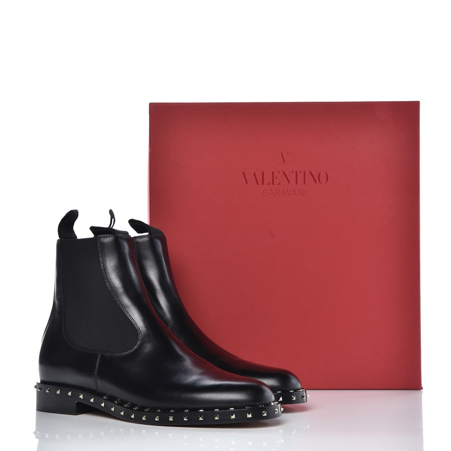 Valentino Garavani Calfskin Soul Rockstud Chelsea Ankle Boots 39.5 Black 8 of 9