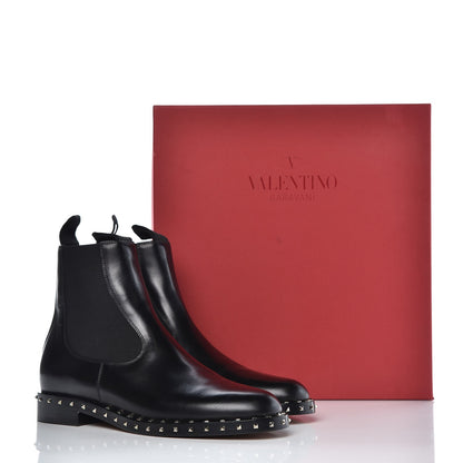 Valentino Garavani Calfskin Soul Rockstud Chelsea Ankle Boots 39.5 Black 8 of 9