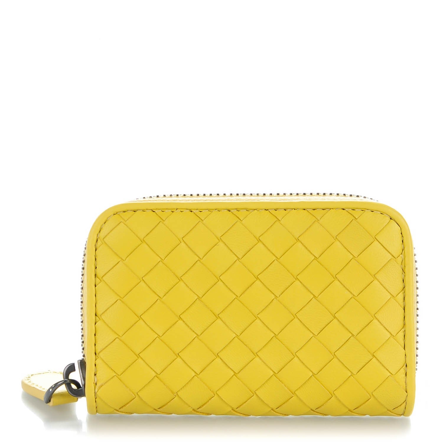 Bottega Veneta Nappa Intreccoato Zip Around Coin Purse New Chartreuse 1 of 8