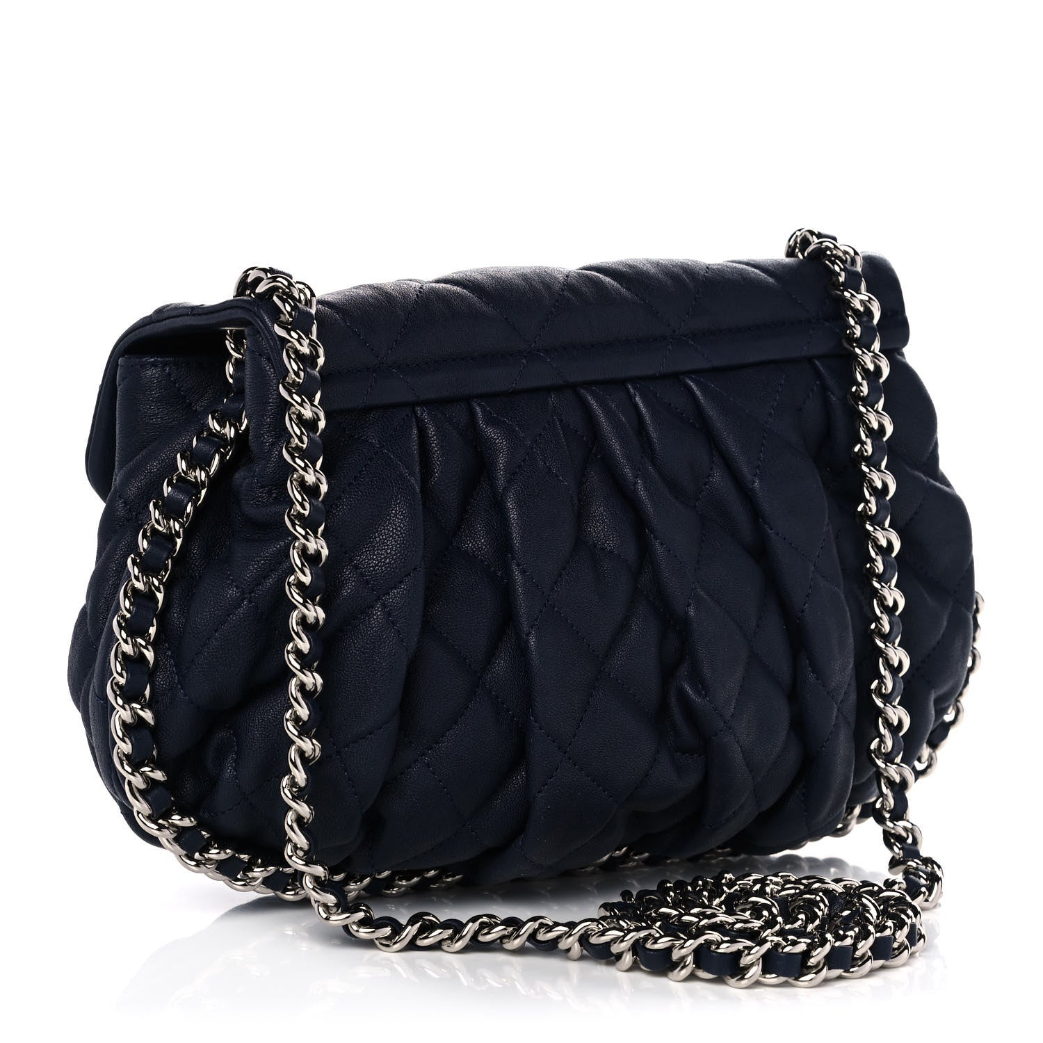 Chanel Washed Lambskin Quilted Mini Chain Around Flap Navy 2 of 9
