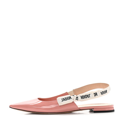 Christian Dior Patent Ribbon J'Adior Slingback Ballet Flats 39.5 Dusty Candy 1 of 9