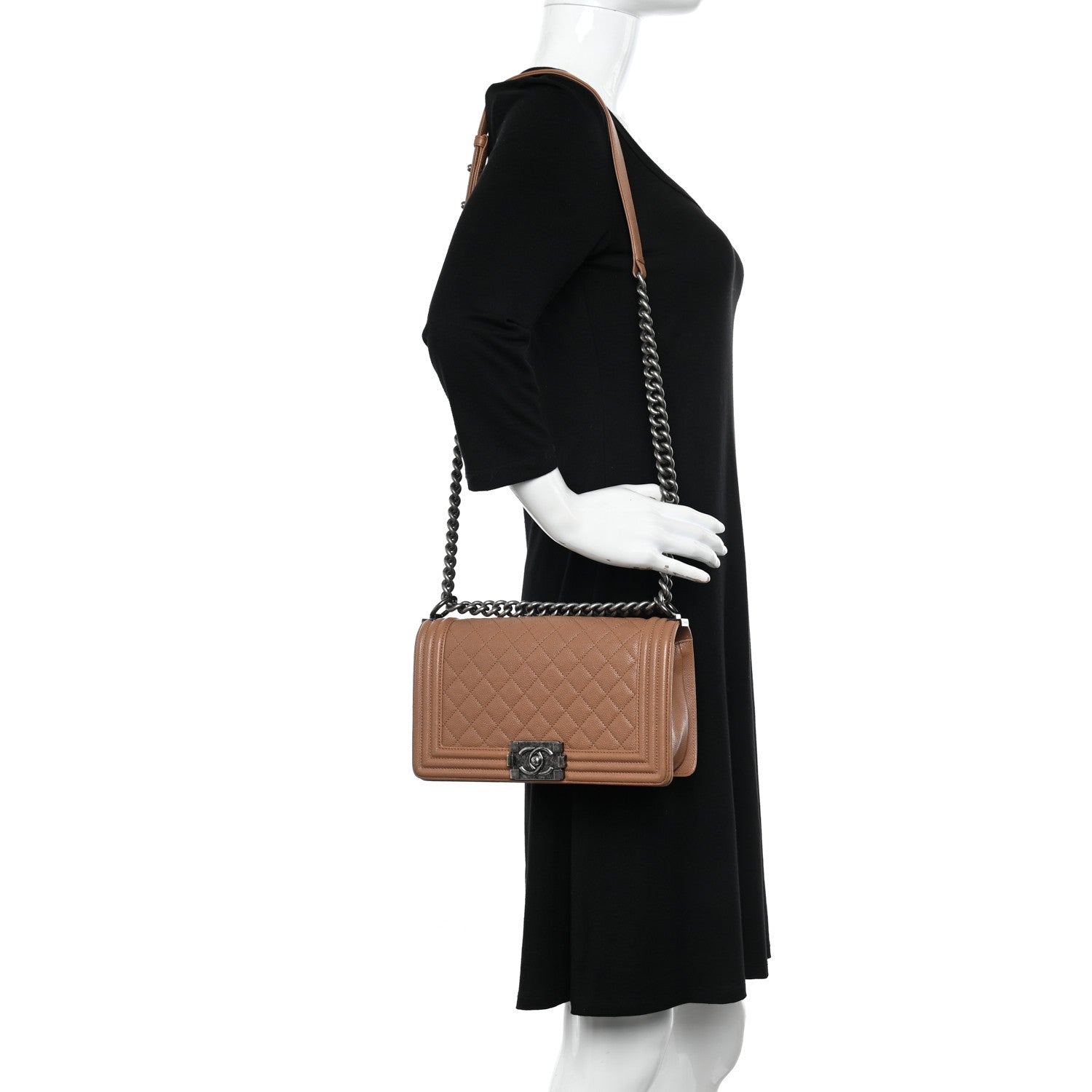 Chanel Caviar Quilted Medium Boy Flap Light Brown 2 of 11