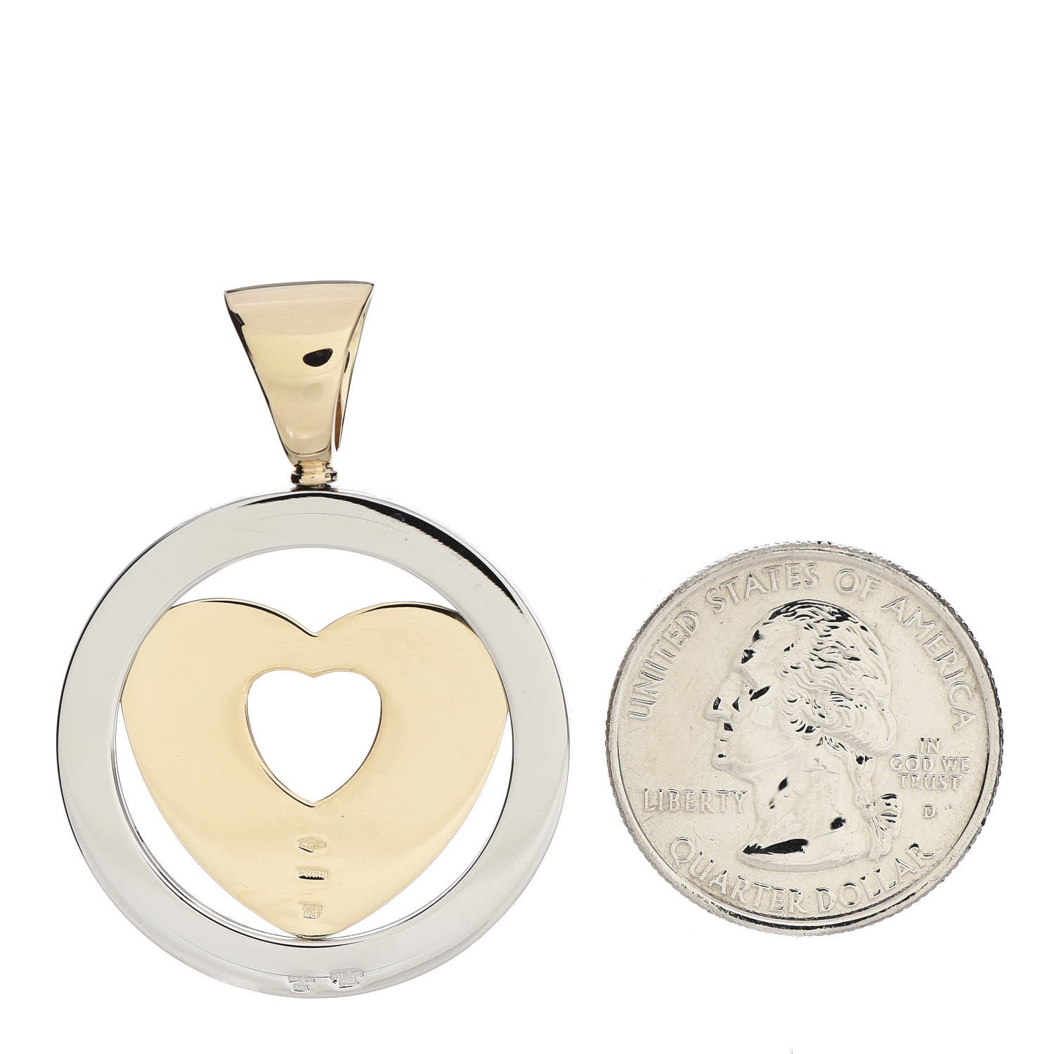 Bulgari 18K Yellow Gold Stainless Steel Tondo Heart Pendant　　 2 of 3