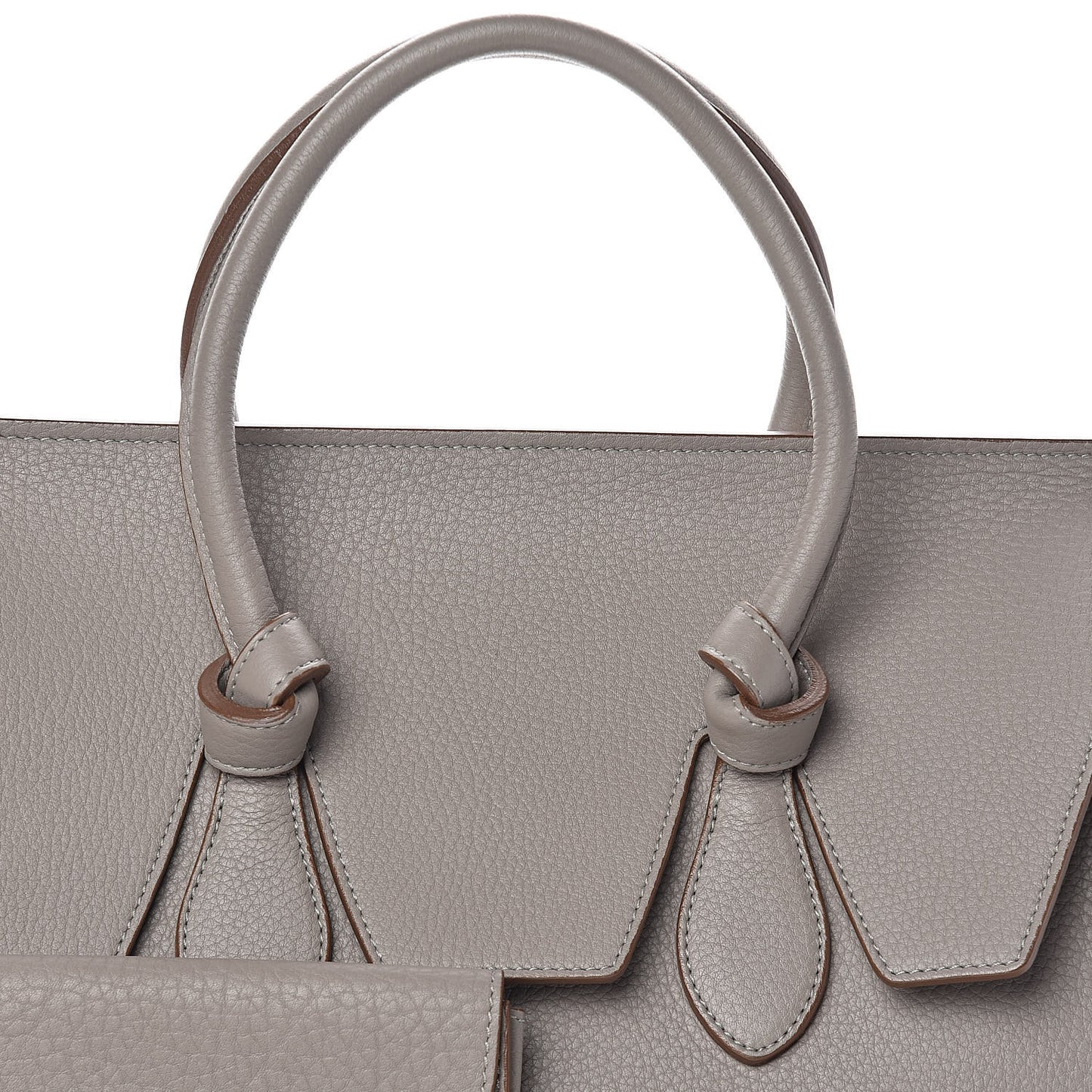 Crisped Calfskin Small Tie Knot Tote Medium Grey
