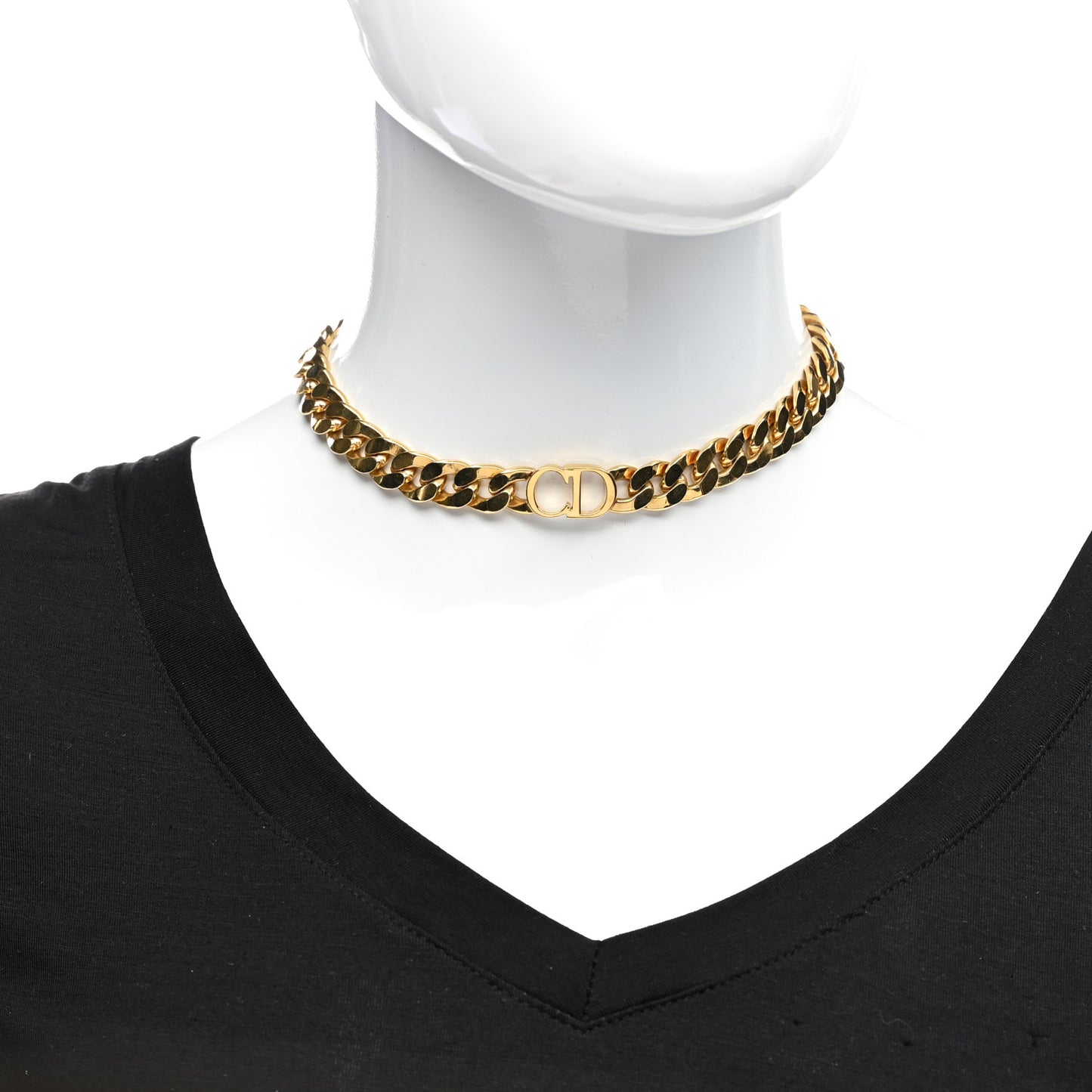 Metal CD Choker Necklace Gold