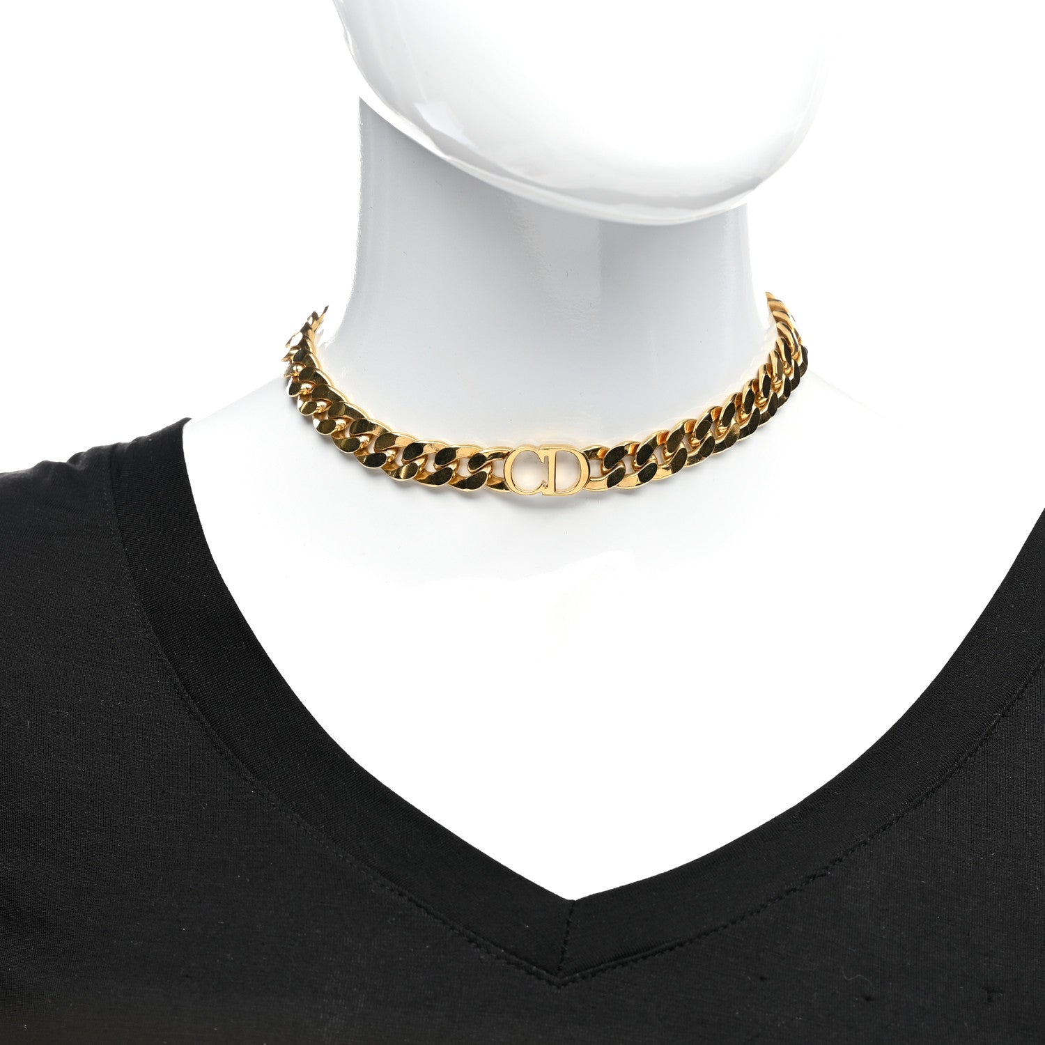 Christian Dior Metal CD Choker Necklace Gold 2 of 4