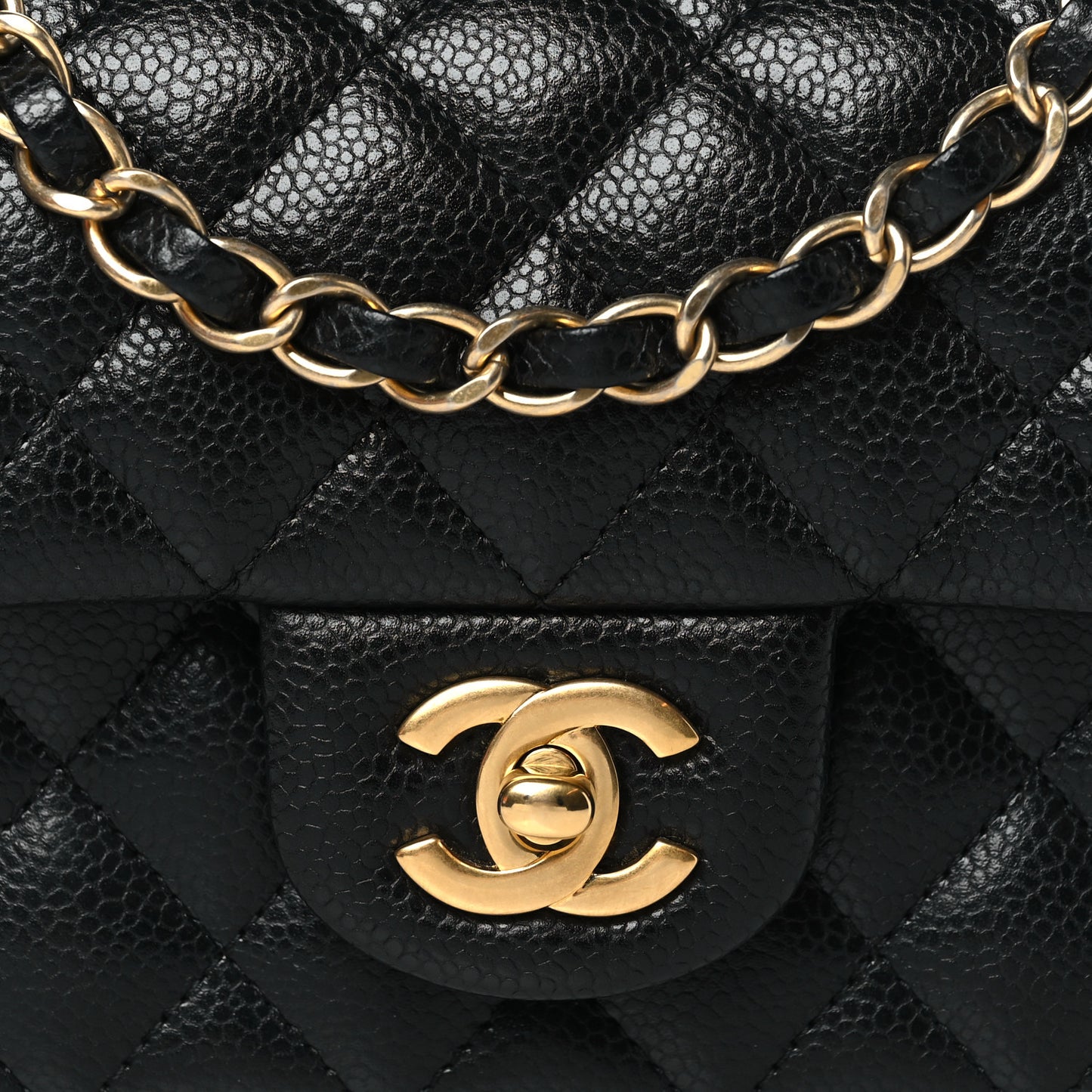 Caviar Quilted Mini Rectangular Flap Black